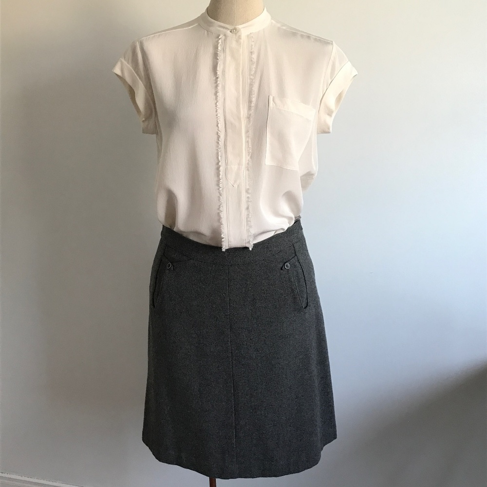 Mexx - Grey Wool Blend Midi Skirt